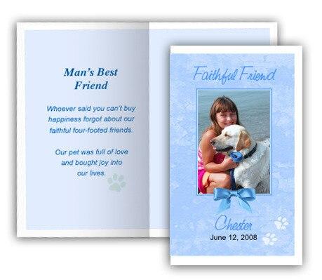 Blue Pet Memorial Cards Design & Print (Pack of 50) - The Funeral Program Site
