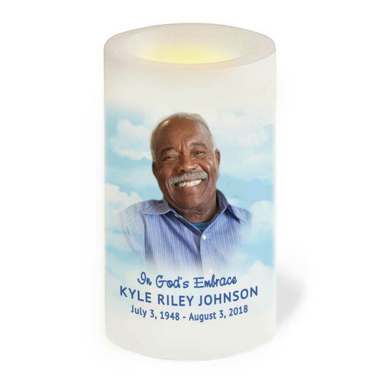 Blue Skies Flameless LED Memorial Candle - The Funeral Program Site
