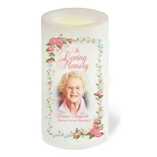 Blush Personalized Flameless LED Memorial Candle - The Funeral Program Site