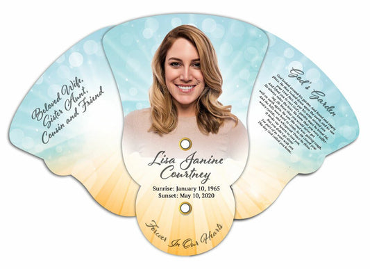 Bokeh Folding Memorial Hand Fan (Pack of 10) - The Funeral Program Site