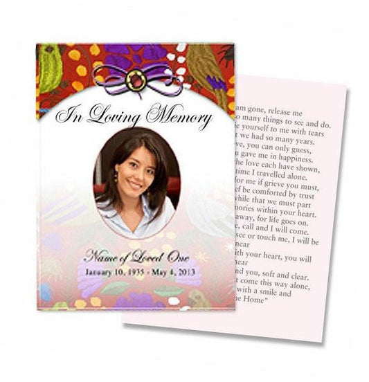 Bonita Small Memorial Card Template - The Funeral Program Site