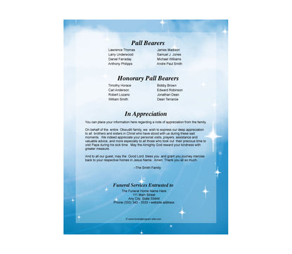 Angelic A4 Funeral Order of Service Template.