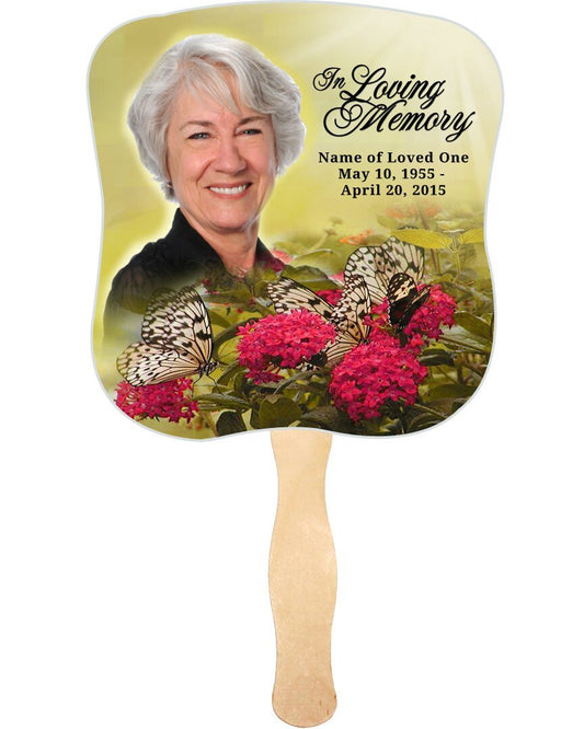 Bouquet Cardstock Memorial Fan With Wooden Handle (Pack of 10) - The Funeral Program Site