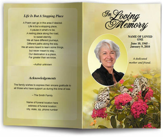 Bouquet Funeral Program Template - The Funeral Program Site