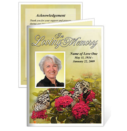 Bouquet Small Memorial Card Template.
