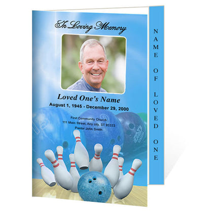 Bowling 4-Sided Graduated Funeral Program Template.