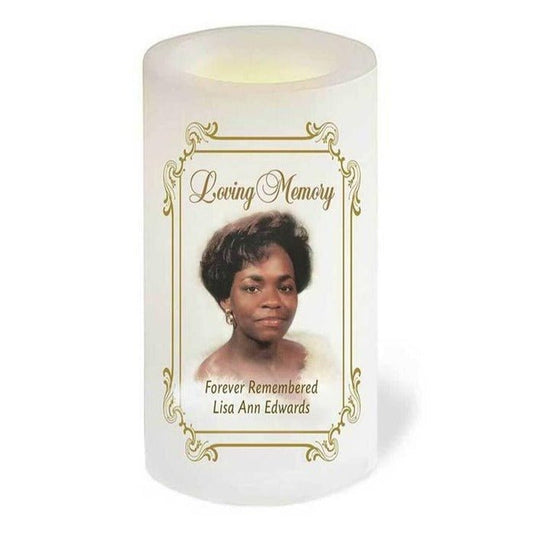 Brandy Flameless LED Personalized Memorial Candle - The Funeral Program Site