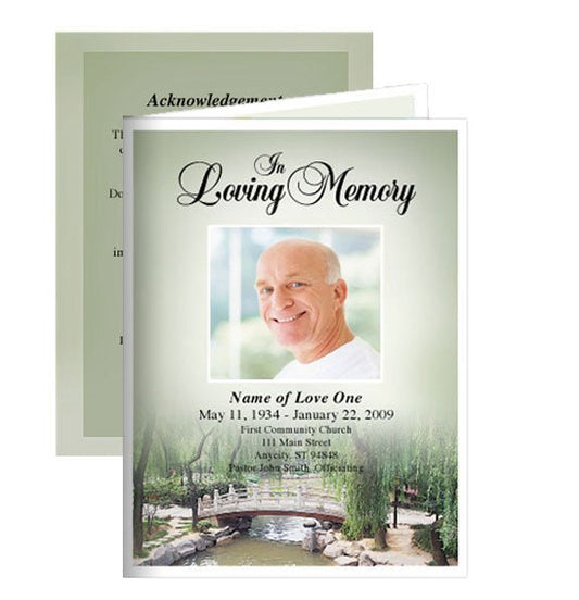 Bridge Small Memorial Card Template - The Funeral Program Site