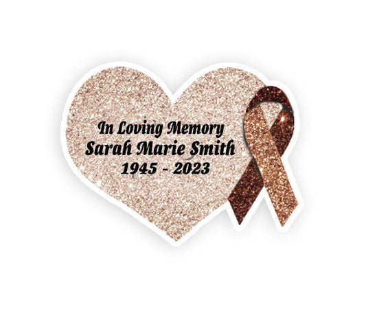 Brown Cancer Ribbon Heart Pin - Pack of 10 - The Funeral Program Site