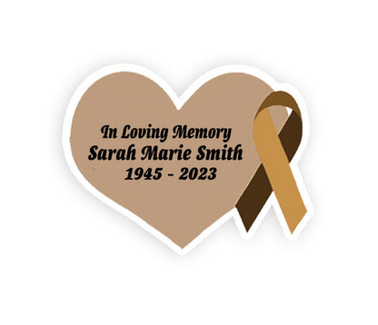 Brown Cancer Ribbon Heart Pin - Pack of 10