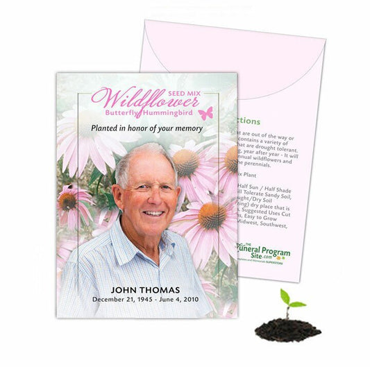Butterfly & Hummingbird Wildflower Custom Seed Packet (Pack of 10) - The Funeral Program Site