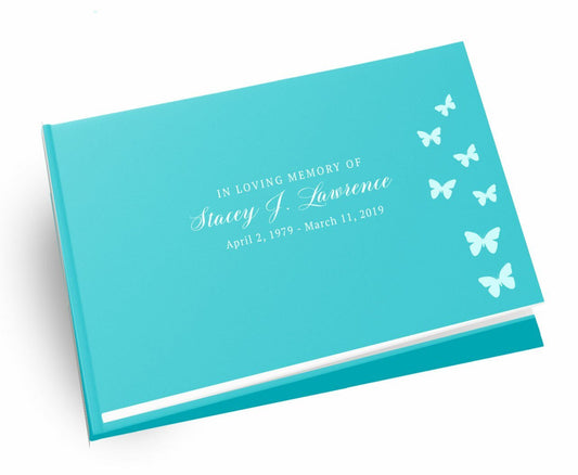 Butterfly Landscape Linen Funeral Guest Book - The Funeral Program Site