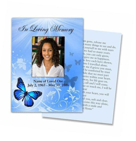 Butterfly Small Memorial Card Template - The Funeral Program Site