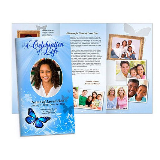 Butterfly Trifold Funeral Brochure Template - The Funeral Program Site