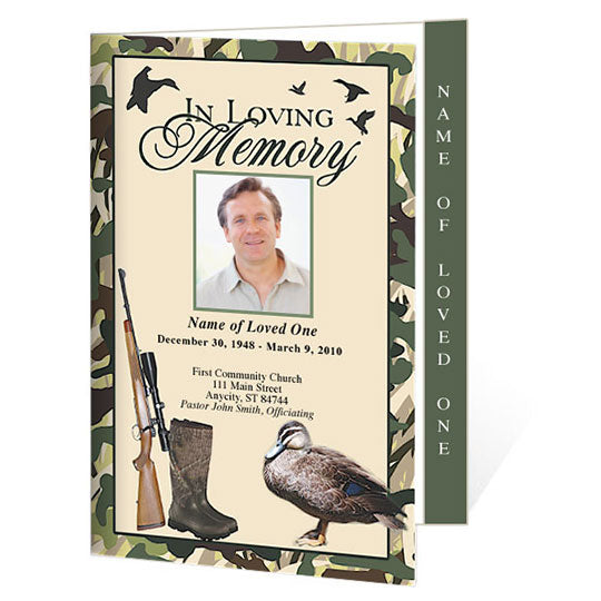 Camouflage 4-Sided Graduated Funeral Program Template.