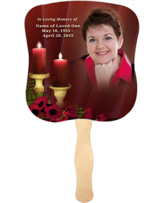 Candlelight Cardstock Memorial Fan With Wooden Handle (Pack of 10) - The Funeral Program Site