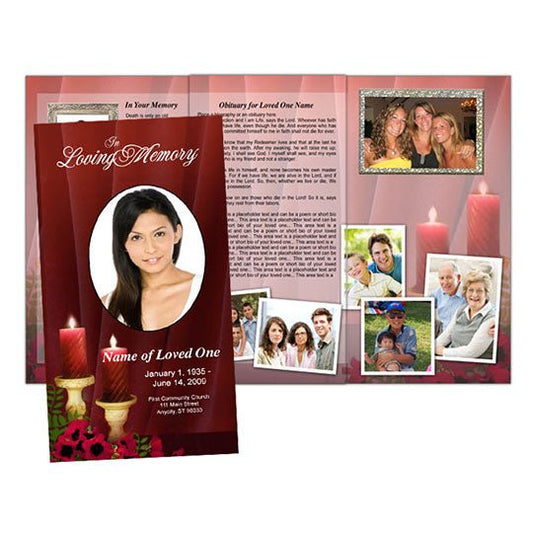 Candlelight Trifold Funeral Brochure Template - The Funeral Program Site