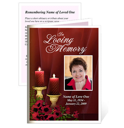 Candlelight Small Memorial Card Template.
