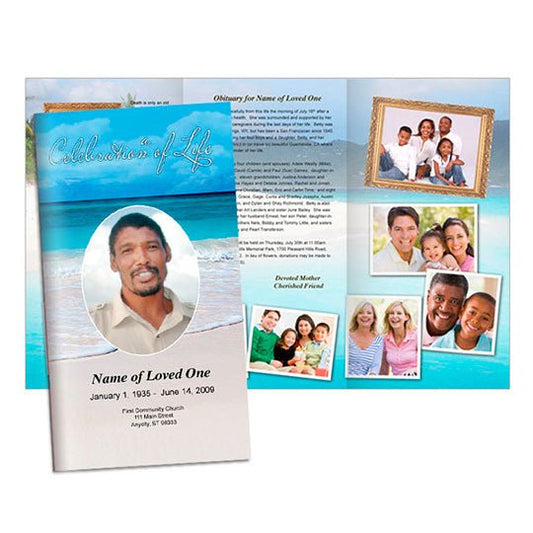 Caribbean Trifold Funeral Brochure Template - The Funeral Program Site