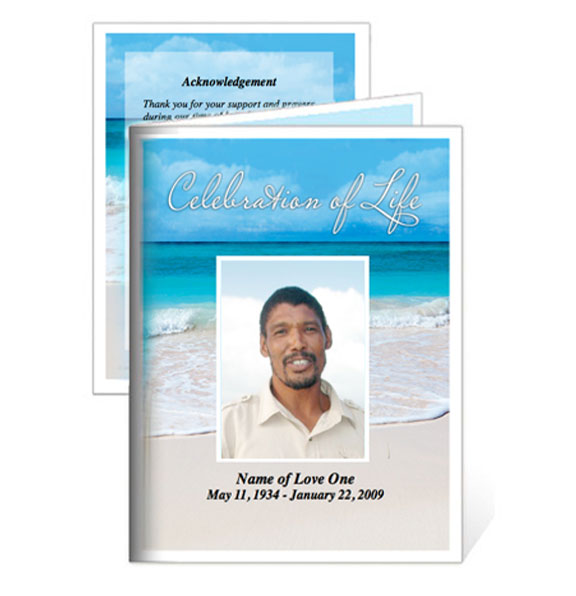 Caribbean Small Memorial Card Template.