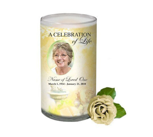 Cherub Personalized Glass Memorial Candle - The Funeral Program Site