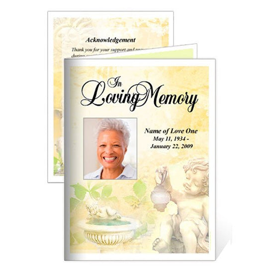 Cherub Small Memorial Card Template - The Funeral Program Site
