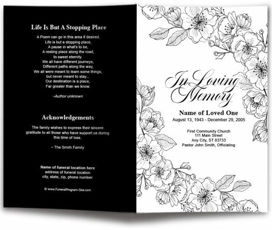 Chic Floral Lines Funeral Program Template - The Funeral Program Site