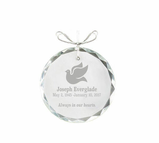 Circular Bevel Edge Crystal Christmas Ornament - The Funeral Program Site