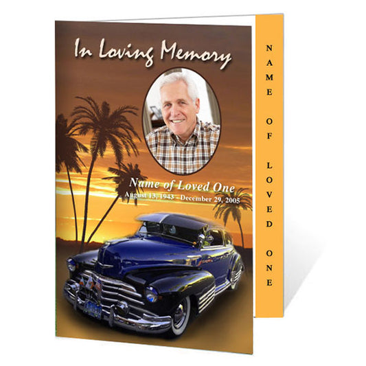 Classic Car 4-Sided Graduated Funeral Program Template.