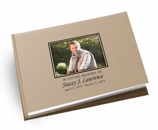 Clearwater Landscape Linen Funeral Guest Book - The Funeral Program Site