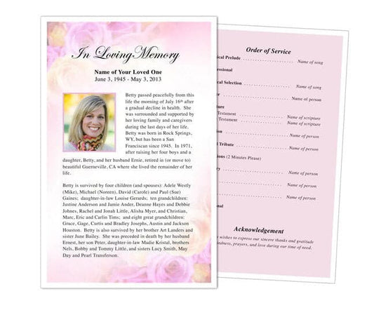 Coral Funeral Flyer Template - The Funeral Program Site