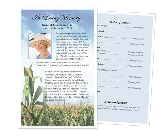 Cornfield Funeral Flyer Template - The Funeral Program Site