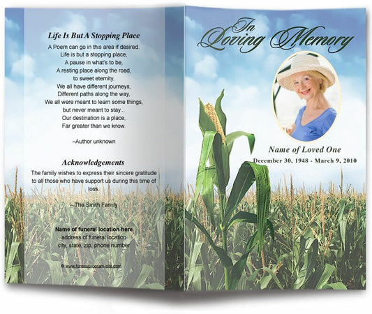 Cornfield Funeral Program Template - The Funeral Program Site