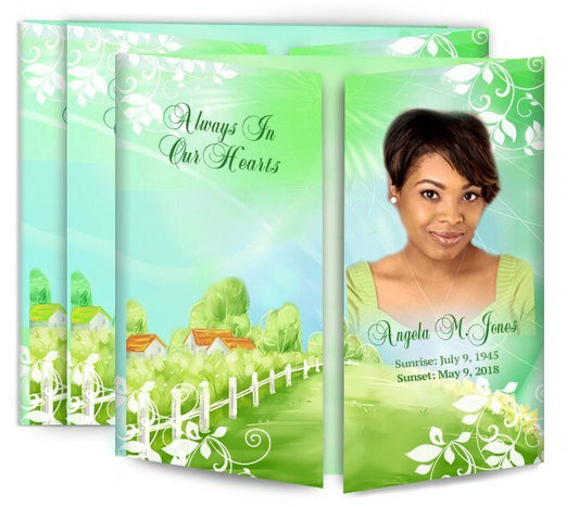 Country Cottage Gatefold Funeral Program Design & Print (Pack of 50) - The Funeral Program Site