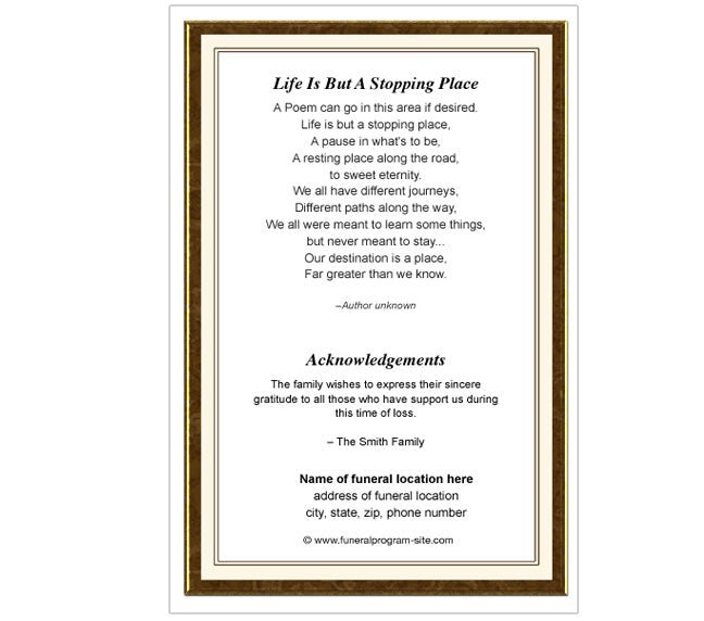 Creative 4 - Sided Graduated Funeral Program Template - The Funeral Program Site