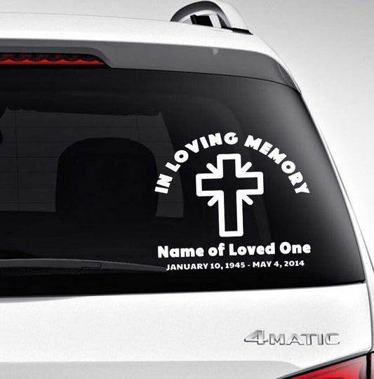 Cross In Loving Memory Car Decal - The Funeral Program Site