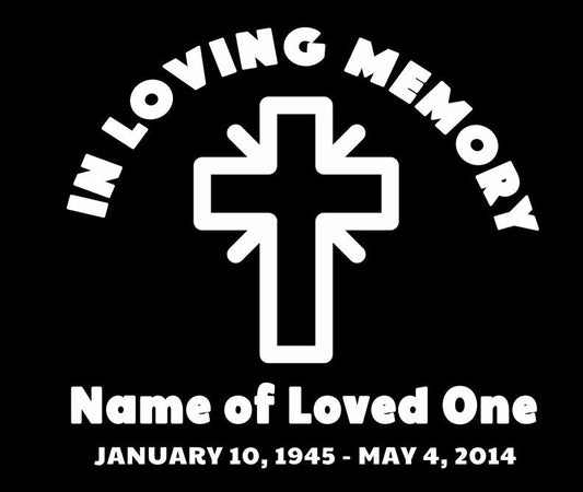 Cross In Loving Memory Car Decal - The Funeral Program Site