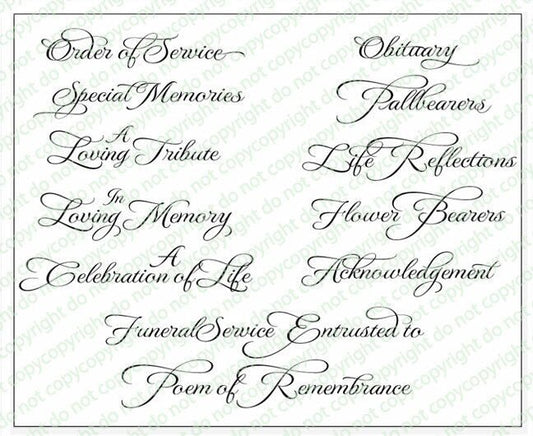 Crystaline Funeral Program Titles Pack of 12 - The Funeral Program Site