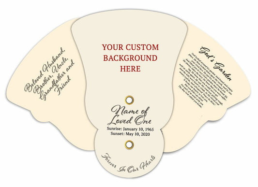 Custom Folding Memorial Hand Fan Your Background (Pack of 10) - The Funeral Program Site