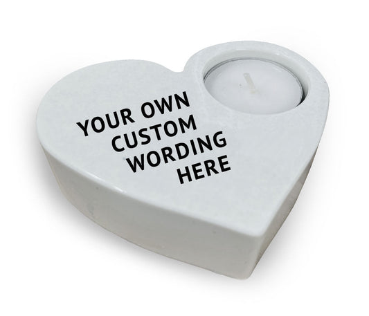 Custom Stone Heart Memorial Tea Light Candle Holder - The Funeral Program Site