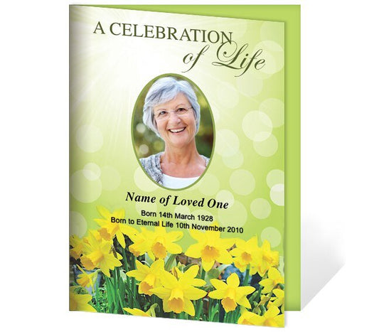 Daffodils A4 Funeral Order of Service Template - The Funeral Program Site