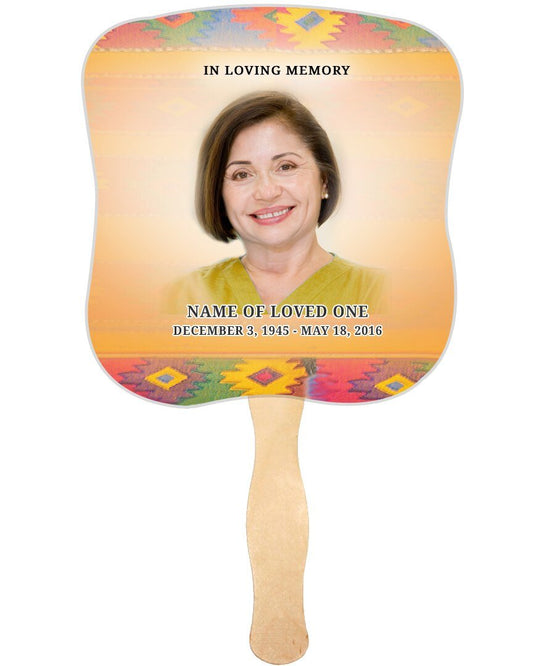 DeColores Cardstock Memorial Fan With Wooden Handle (Pack of 10) - The Funeral Program Site