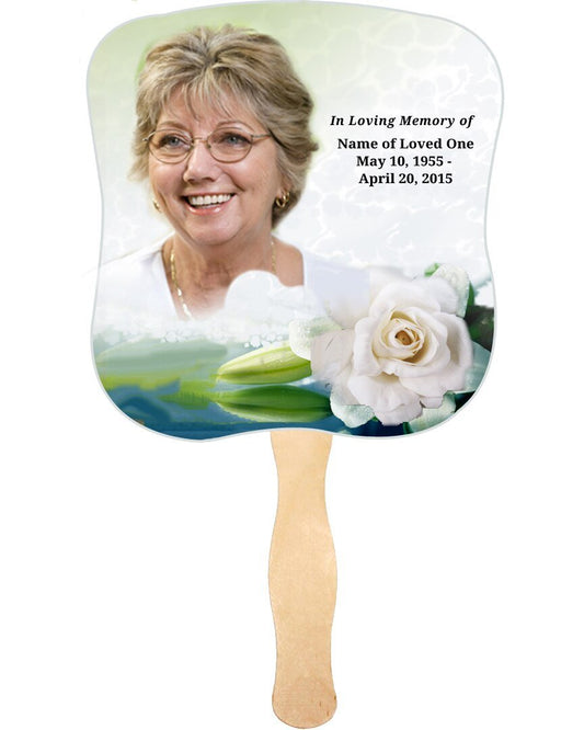 Divine Cardstock Memorial Fan With Wooden Handle (Pack of 10) - The Funeral Program Site