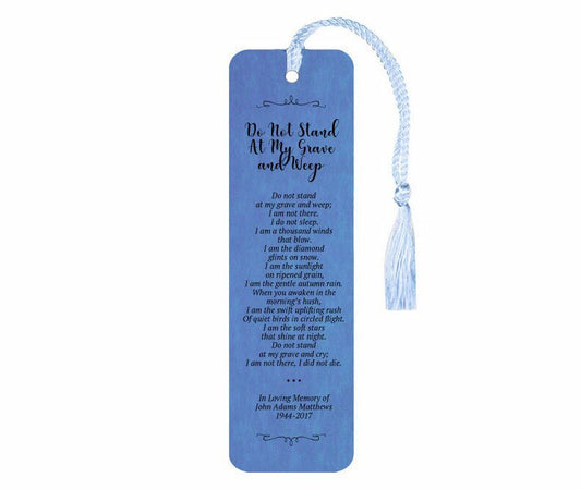 Do Not Stand At My Grave And Weep Leatherette Memorial Scripture Bookmark - The Funeral Program Site