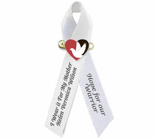 Dove In Heart Awareness Ribbon (Pearl White) - Pack of 10 - The Funeral Program Site