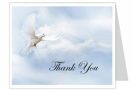 Dove of Peace Thank You Card Template - The Funeral Program Site