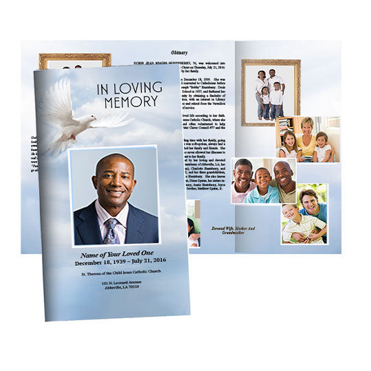 Dove of Peace Trifold Funeral Brochure Template.