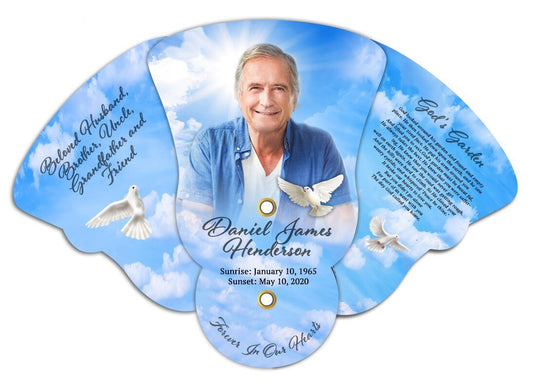 Doves Folding Memorial Hand Fans (Pack of 10) - The Funeral Program Site