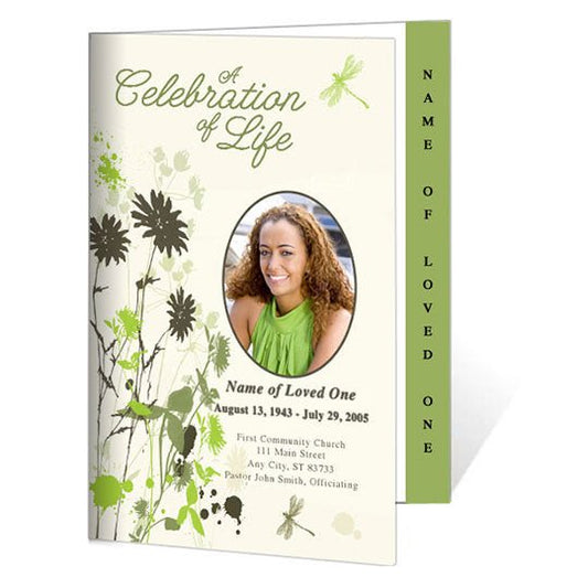 Dragonfly 4 - Sided Graduated Funeral Program Template - The Funeral Program Site