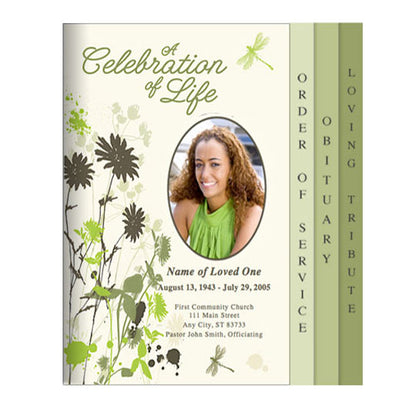 Dragonfly 8-Sided Graduated Funeral Program Template.